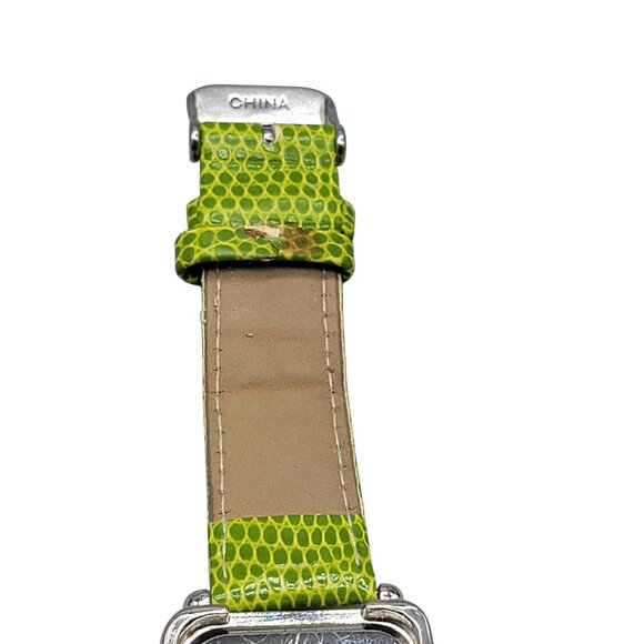 Disney Tinkerbell Accutime Watch TK1022 7" Green Faux Leather Band Silver Tone - Picture 9 of 15